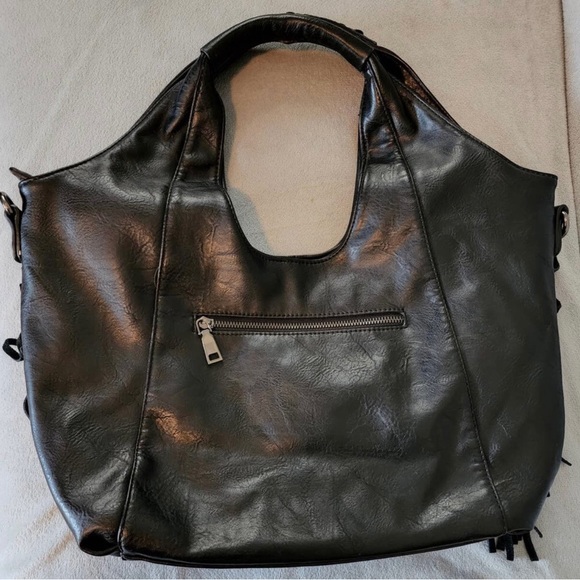 Moda Luxe Black Fringed Hobo Bag. Excellent condition - Picture 2 of 6